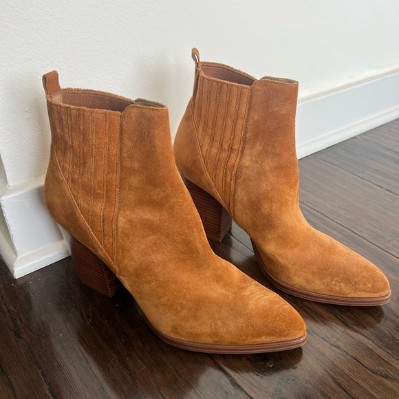 Marc Fisher Alva Tan Suede Booties - 10 - Picture 2 of 5